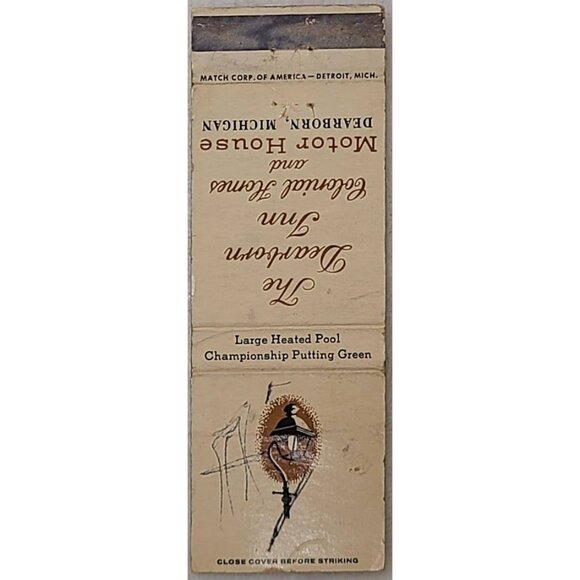 Vintage Matchbook Cover Dearborn Inn and Edward’s Tavern Dearborn MI Michigan - Picture 1 of 5